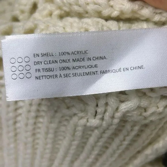 En Saison Anthropologie Dee Ruffled Sweater Cream Balloon Sleeve Pointelle S EUC - Picture 14 of 14